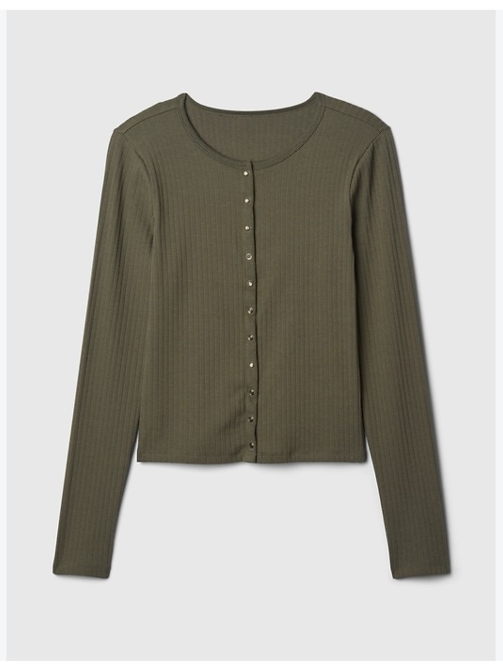 GAP Olive Ribbed Button-Front Cardigan